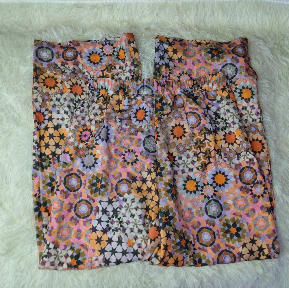 Anthropologie Geometric Orange Printed Trousers Pants Size 4 - Picture 4 of 12